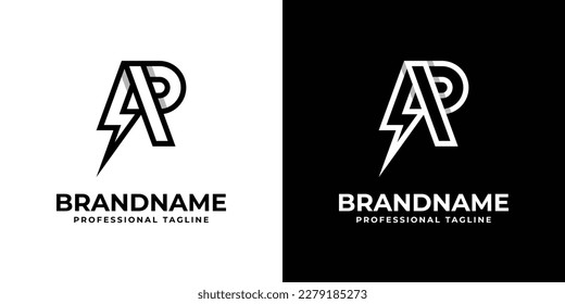 Logo de Thunderbolt de la letra AP, adecuado para cualquier negocio con iniciales de AP o PA.