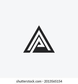 Plantilla de diseño del logotipo del triángulo de la letra AP.
