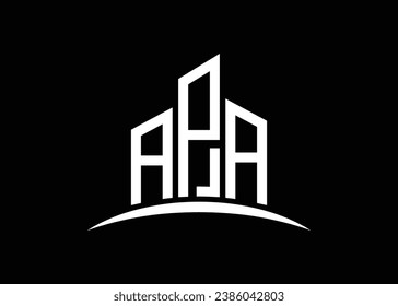 Carta modelo de diseño del logotipo del vector de construcción de APA. Logo de Building Shape APA.