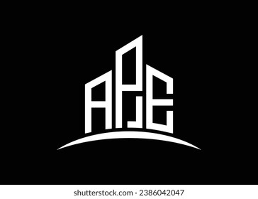 Letter APE building vector monogram logo design template. Building Shape APE logo.