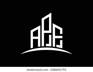 Letter APF building vector monogram logo design template. Building Shape APF logo.