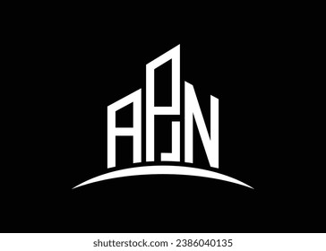 Letter APN building vector monogram logo design template. Building Shape APN logo.d