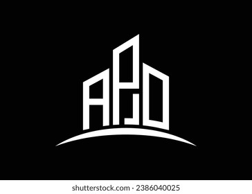 Letter APO building vector monogram logo design template. Building Shape APO logo.