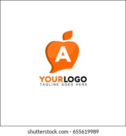 A letter apple logo design. Social talk vector illustration.
