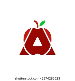 letter a and apple modern logo designs