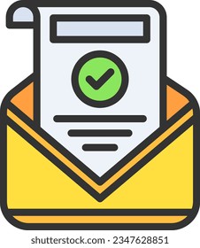 Imagen de icono de carta aprobada. Adecuado para aplicaciones móviles.