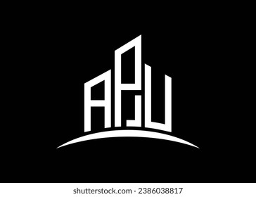 Letra APU modelo de diseño de logotipo de vector de construcción. Logo de la APU de la forma de construcción.