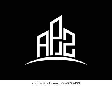 Letter APZ building vector monogram logo design template. Building Shape APZ logo.