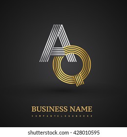 Letter AQ linked logo design. Elegant silver and golden colored symbol for your business name and corporate identity.
