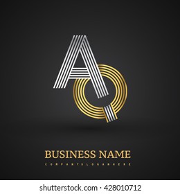 Letter AQ linked logo design. Elegant silver and golden colored symbol for your business name and corporate identity.