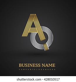 Letter AQ logo design. Elegant gold and silver colored, symbol for your business name or company identity.