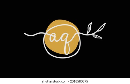 Letra AQ o QA logotipo botánico estilo boho en símbolo plano de diseño mínimo