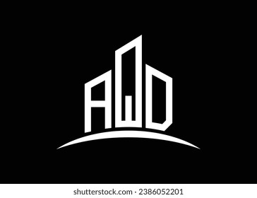 Letter AQD building vector monogram logo design template. Building Shape AQD logo.
