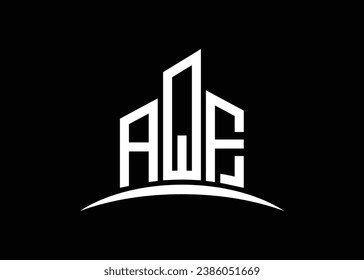 Letter AQF building vector monogram logo design template. Building Shape AQF logo.