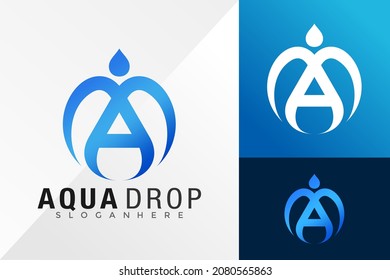 Letter A Aqua Drop Logo Design Vector illustration template