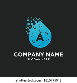 letter A Aqua Technology Logo Template Design Vector