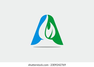 Letter A aqua water drop nature  logo design template element vector