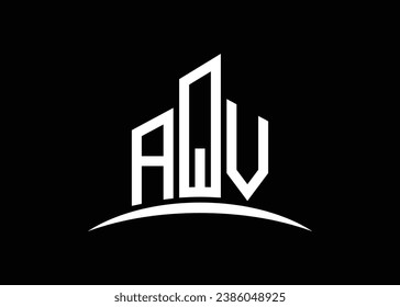 Letra AQV modelo de diseño del logotipo del vector de construcción de AQV. Construyendo el logotipo AQV de forma.