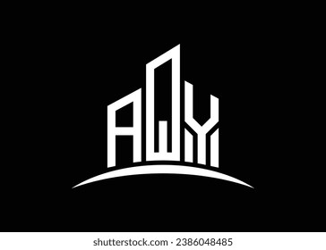 Letter AQY building vector monogram logo design template. Building Shape AQY logo.