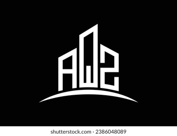 Letter AQZ building vector monogram logo design template. Building Shape AQZ logo.