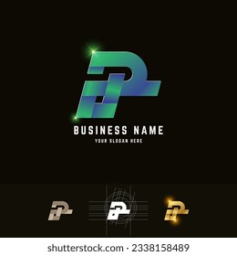 Letter aR or aPR monogram logo with grid method design