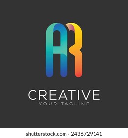 letter ar design gradient colorful logo