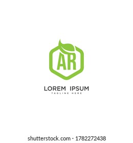 Letter AR eco leaf logo icon design template elements