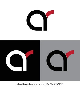 Letter ar linked lowercase logo design template elements. Red letter Isolated on black white grey background. Suitable for business, consulting group company