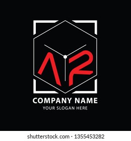 Letter AR logo design template elements. Vector on Black background.