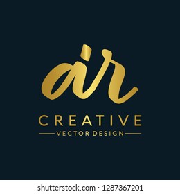 Letter AR Logo Initial. Gold Letter Design Vector Golden Luxury Colors
