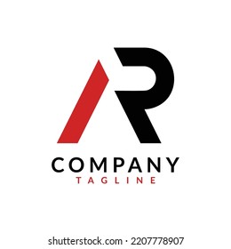letter ar logo monogram red black color design