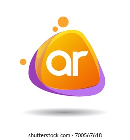 Letter AR logo in triangle splash and colorful background, letter combination logo design for creative industry, web, business and company.