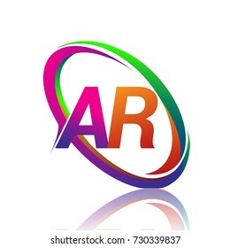 letter AR logotype design for company name colorful swoosh. vector logo for business and company identity.