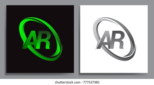 letter AR logotype design for company name colored Green swoosh and grey. vector set logo design for business and company identity.
