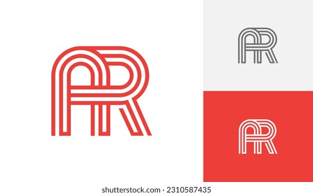 Letter AR monoline initial monogram logo