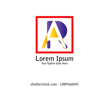 Letter AR on red square for company design logo branding letter element