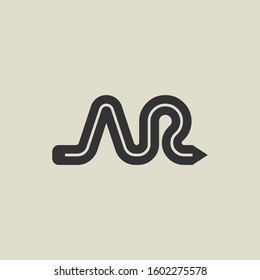Letter AR pencil shape logo design. Link icon in flat style isolated on grey background. Graphic alphabet symbol for your corporate business identity, website, app, UI. Arts logo design inspiration.