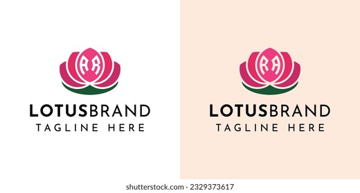 Letter AR and RA Lotus Logo Set, suitable for any business related to lotus flowers with AR or RA initials.