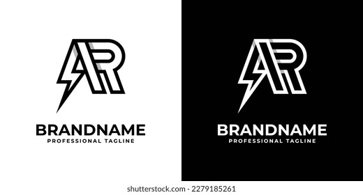 Letter AR Thunderbolt Logo, suitable for any business with AR or RA initials.