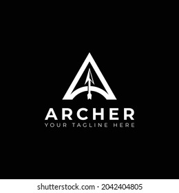 Letter A archer arrow logo vector icon illustration