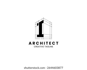 Carta I Logotipo do arquiteto para a arquitetura, construção e empresa imobiliária. Design de logotipo de monograma de arquiteto