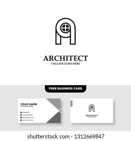 Letter A Architecture Company, construction, architect, vector logo template - Vector, Free Business Card