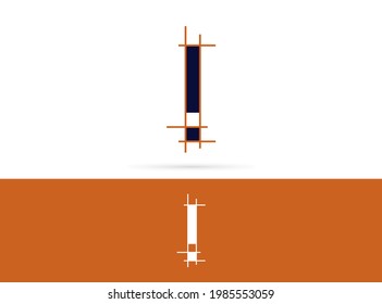 Diseño del logotipo de la arquitectura de la letra i. Combinación de vector de construcción y letra