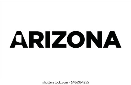 Letter ARIZONA and Arizona map. Vector logo.