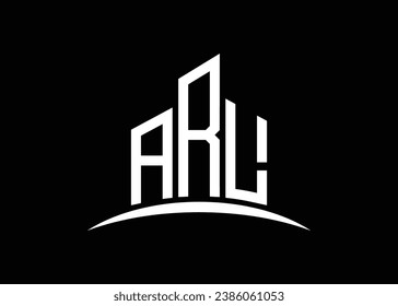 Letter ARL building vector monogram logo design template. Building Shape ARL logo.