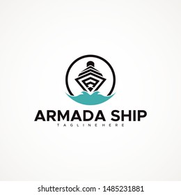 letter A for ARMADA SHIP logo design
