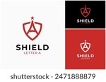 Letter A Armor Shield Protect Security Coat Arms Safety Emblem Vector Logo Design Illustration