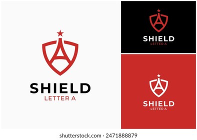 Letter A Armor Shield Protect Security Coat Arms Safety Emblem Vector Logo Design Illustration