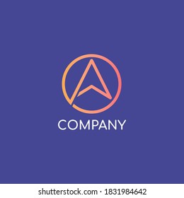 Letter A Arrow Circle Logo icon Vector. modern line design