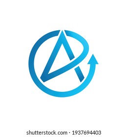 letter a with arrow circle logo vector. letter a with arrow emblem 
